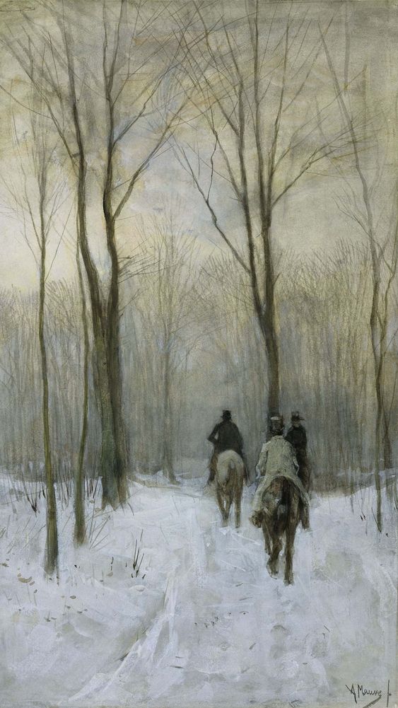 Riders in the Snow in the Haagse Bos