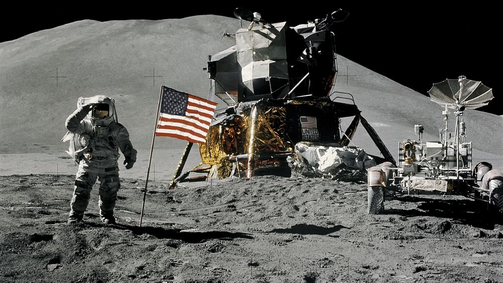 The First Lunar Roving Vehicle on the Moon