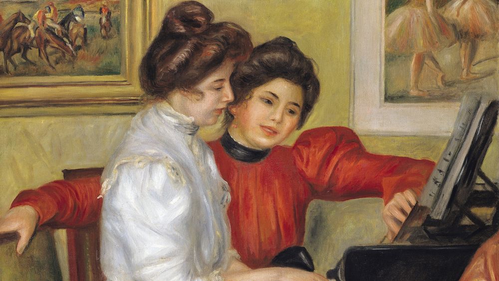 Yvonne and Christine Lerolle at the Piano