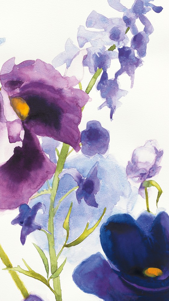 Blue and Purple Mixed Garden I Panel II