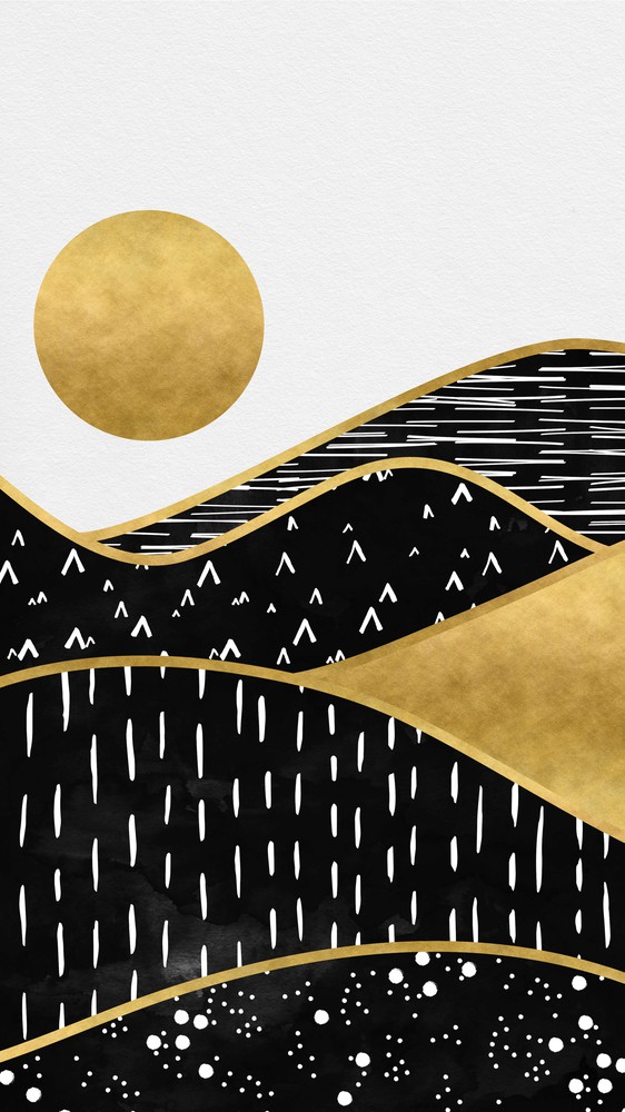 Gold Sun Rise, surreal landscape digital art