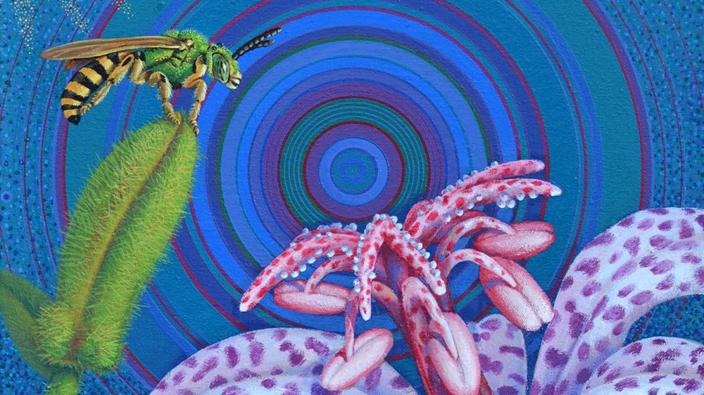 Toad Lily and Metallic Green Bee