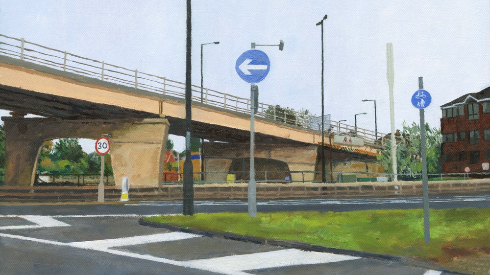 Concrete overpass and intersection