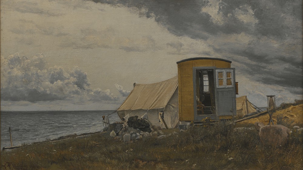View of a Shore with the Artist's Wagon and Tent at Enö