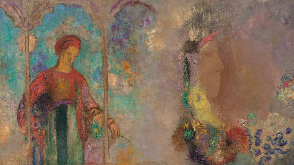 Gothic Arcade, Woman Gathering Flowers
