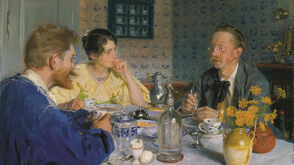 A Luncheon. The Artist, His Wife and the Writer Otto Benzon