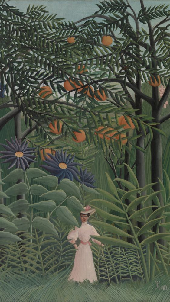 Woman Walking in an Exotic Forest