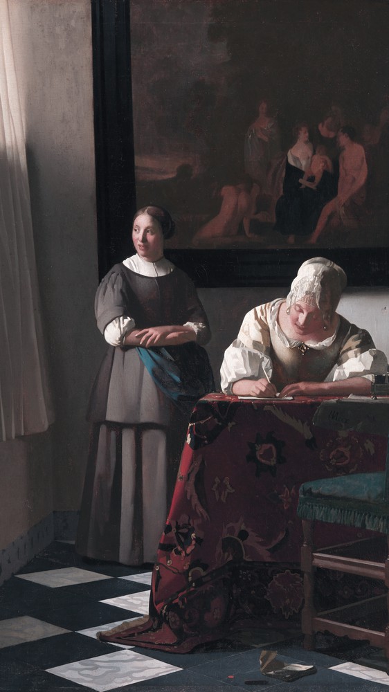Woman Writing a Letter, with Her Maid