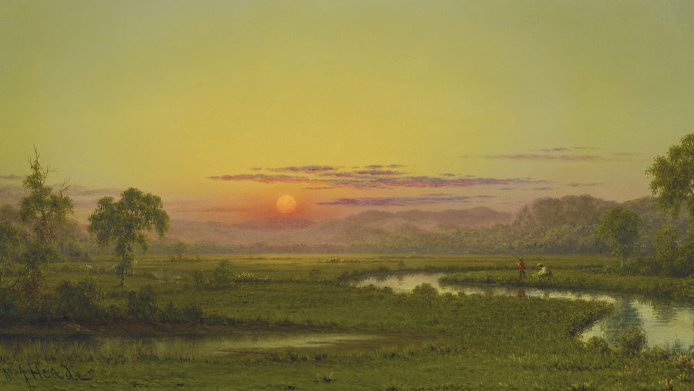 Two Fishermen in the Marsh, At Sunset