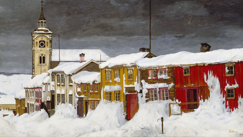 Street in Røros in Winter