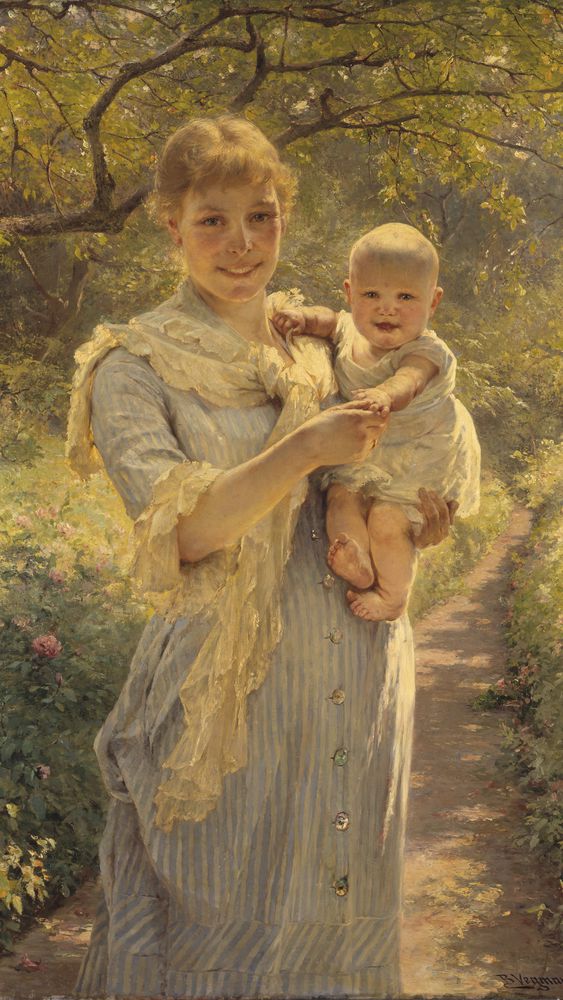 Young Mother with a Child in a Garden